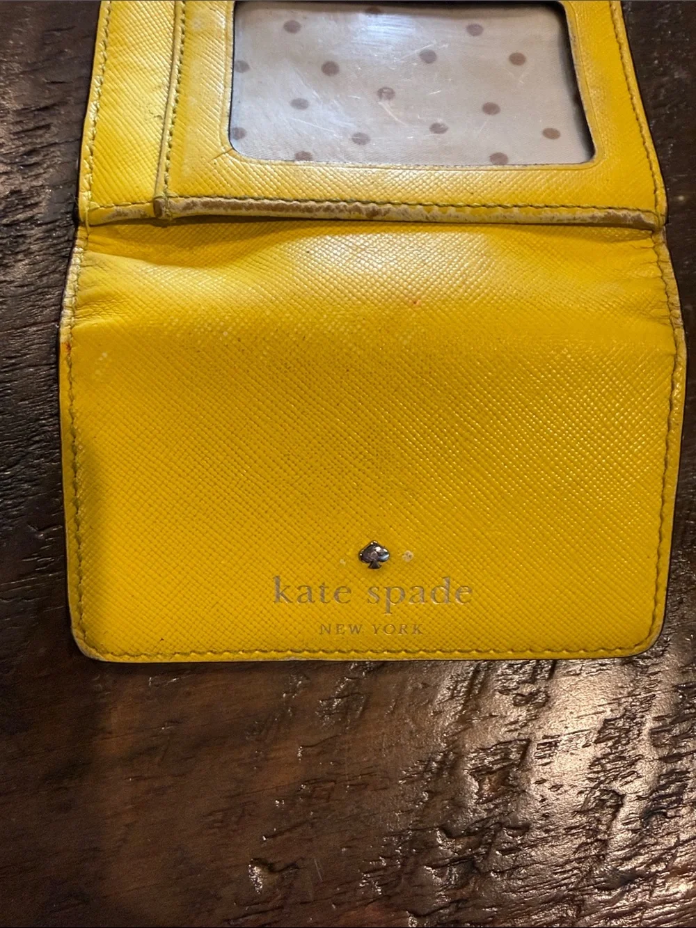 kate spade Yellow Saffiano Leather Compact Card Holder